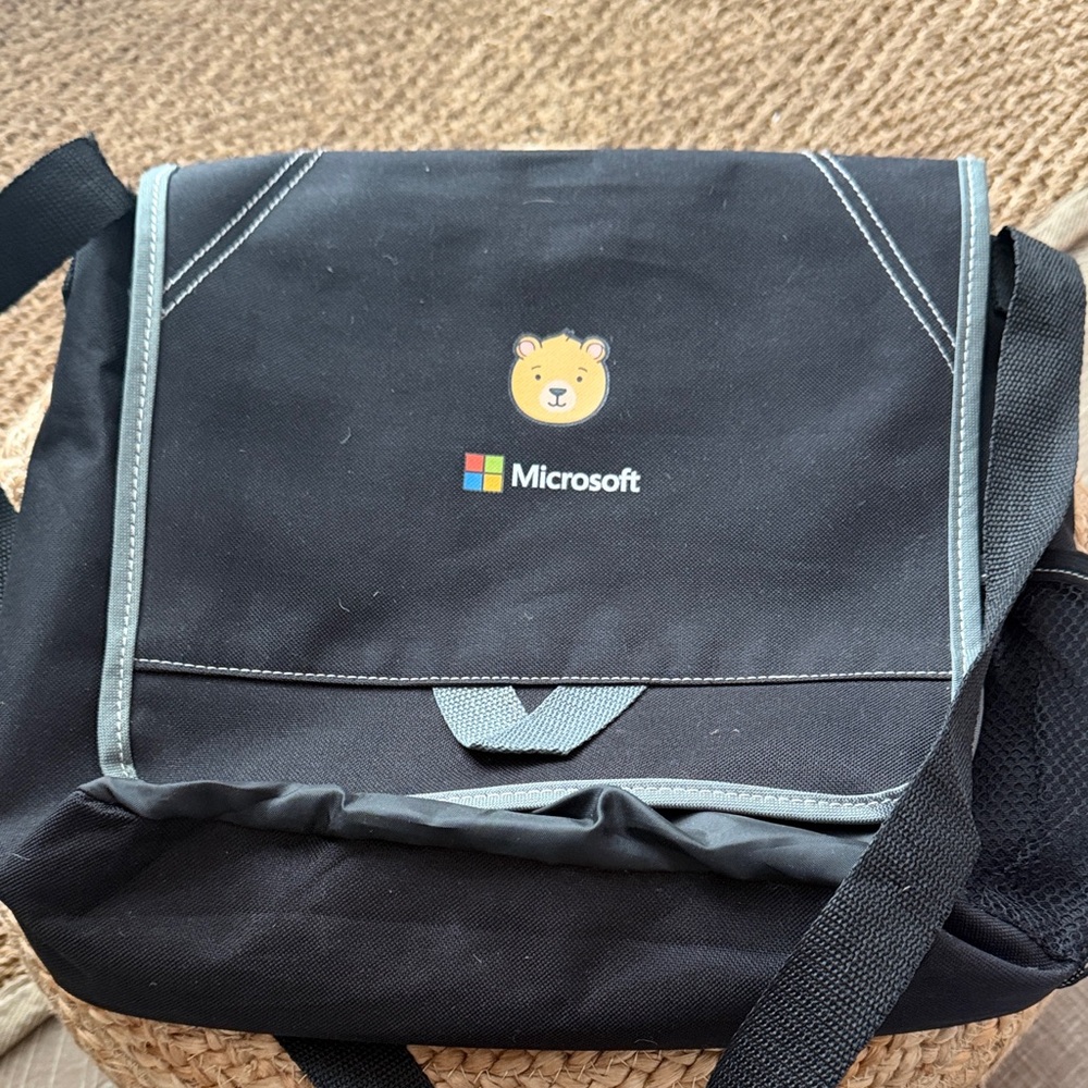 Microsoft Black Messenger Bag with Gray Trim
